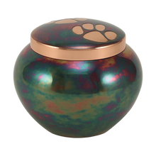 Raku Two Bronze Paw Print Large Pet Cremation Urn