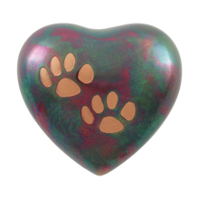 Raku Heart Two Paw Prints Pet Keepsake Urn