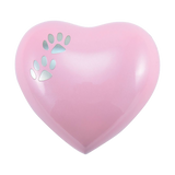 Two Pewter Paw Pink Heart Small Pet Cremation Urn