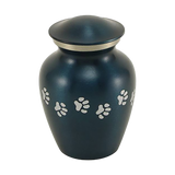 Blue Brass Pewter Paw Print Accents Medium Pet Cremation Urn