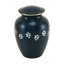 Blue Brass Pewter Paw Print Accents Large Pet Cremation Urn