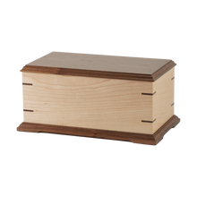 Maple and Walnut Corner Inlays Wood Adult Cremation Urn