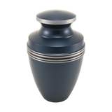 Grecian Blue Matte Finish and Accent Bands Adult Cremation Urn