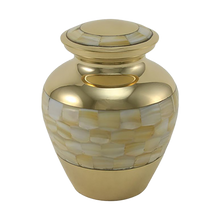 Classic Brass Mother of Pearl Shell Medium Cremation Urn