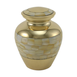 Classic Brass Mother of Pearl Shell Medium Cremation Urn