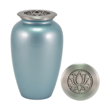 Classic Lotus Lid Blue Frost Scattering Adult Cremation Urn