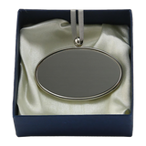 Silvertone Alloy Oval Memorial Pendant with Glossy Edge