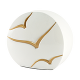 Gold Bird Textured Glossy White Ceramic Adult Cremation Urn