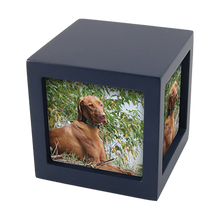Navy Photo Cube Large Pet Cremation Urn