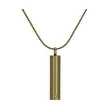 Bronze Cylinder Cubic Zirconia Pendant Cremation Jewelry