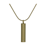 Bronze Cylinder Cubic Zirconia Pendant Cremation Jewelry