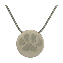 Pewter Round Large Paw Pet Cremation Pendant