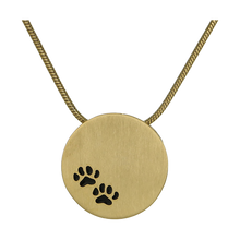Bronze Round Two Paw Print Pet Cremation Pendant