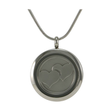 Stainless Steel Pewter Hinged Cremation Pendant with Hearts